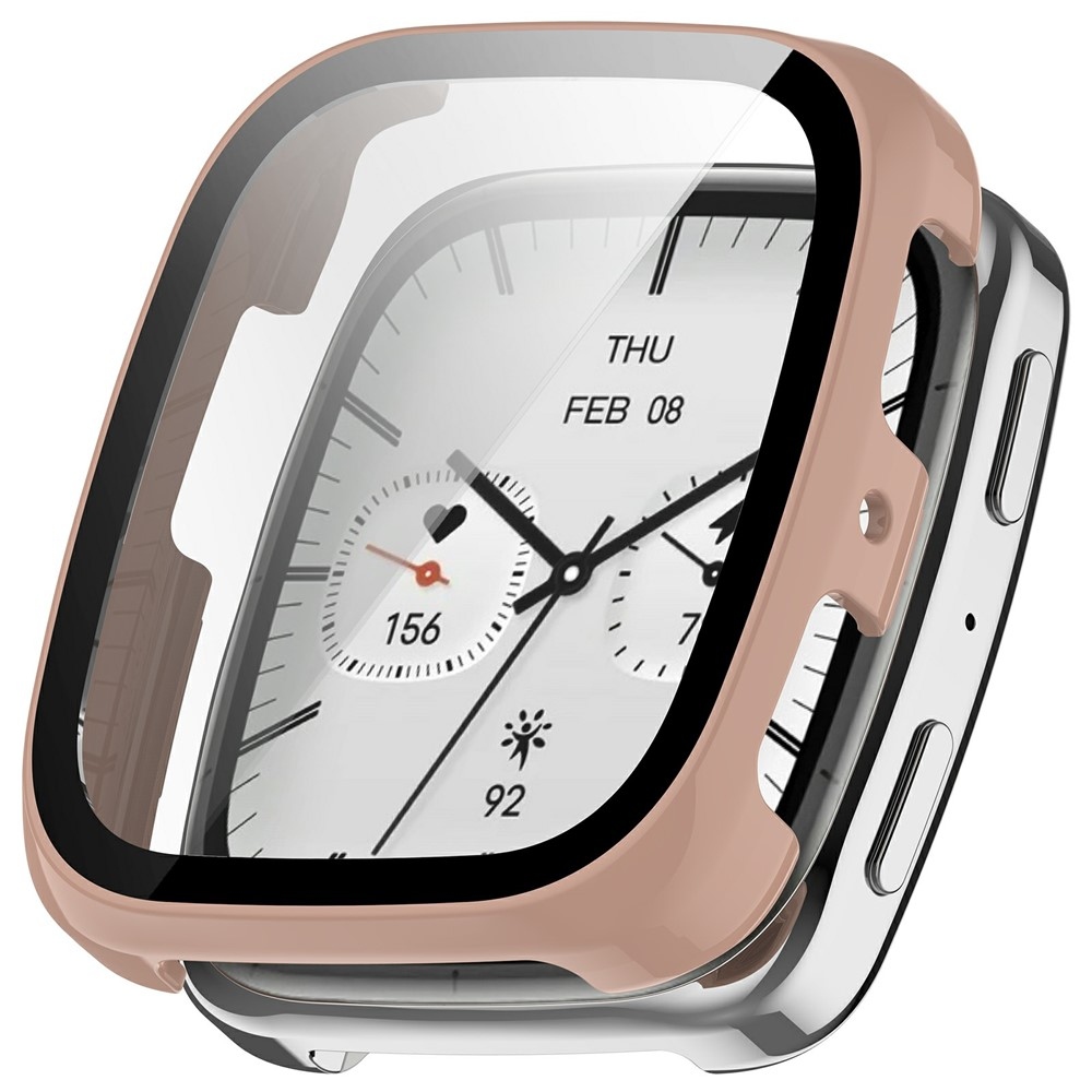 Overall plastové nasadzovacie puzdro s ochranným sklom na Amazfit Active 2 Square - ružové