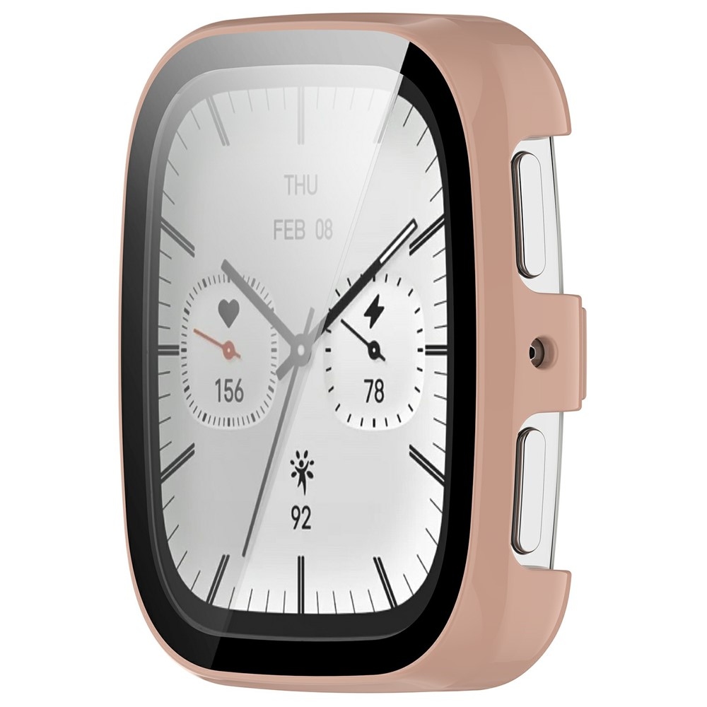 Overall plastové nasadzovacie puzdro s ochranným sklom na Amazfit Active 2 Square - ružové