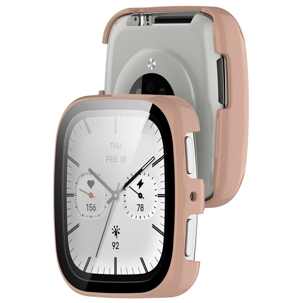 Overall plastové nasadzovacie puzdro s ochranným sklom na Amazfit Active 2 Square - ružové