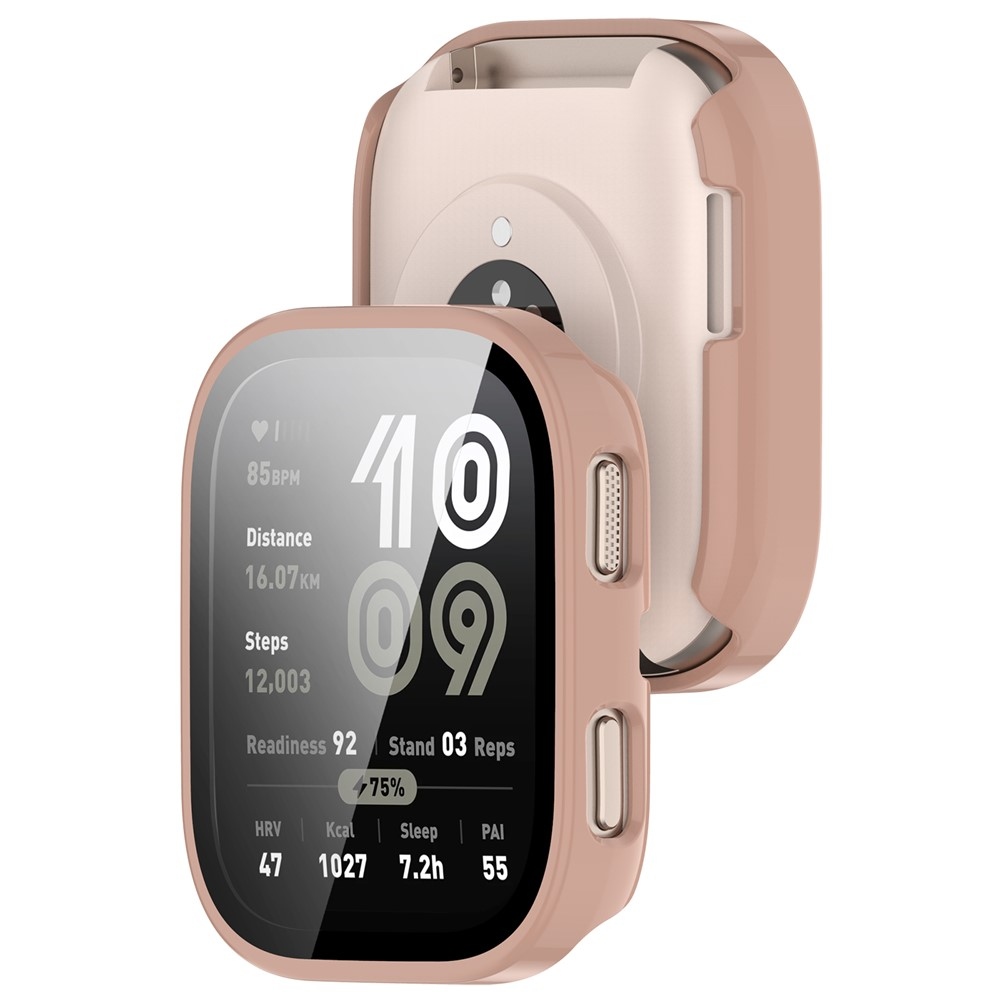 Overall plastové nasadzovacie puzdro s ochranným sklom na Amazfit Bip 6 - ružové