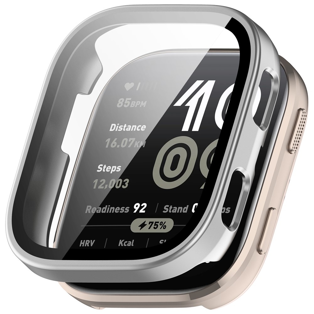 Overall plastové nasadzovacie puzdro s ochranným sklom na Amazfit Bip 6 - strieborné