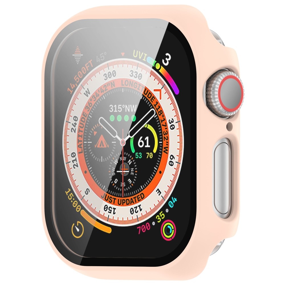 Overall plastové nasadzovacie puzdro s ochranným sklom na Apple Watch 11/10 42mm - ružové