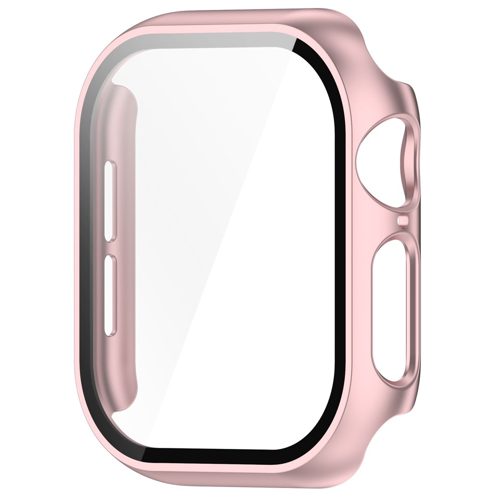 Overall plastové nasadzovacie puzdro s ochranným sklom na Apple Watch 11/10 42mm - ružovozlaté