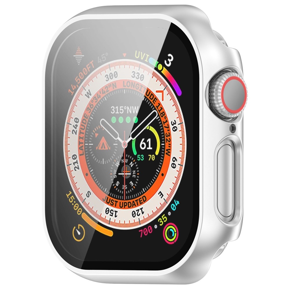 Overall plastové nasadzovacie puzdro s ochranným sklom na Apple Watch 11/10 42mm - strieborné