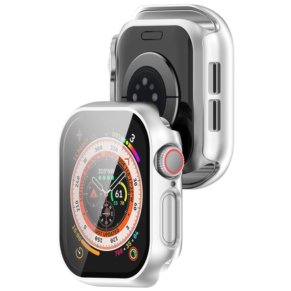 Overall plastové nasadzovacie puzdro s ochranným sklom na Apple Watch 11/10 42mm - strieborné