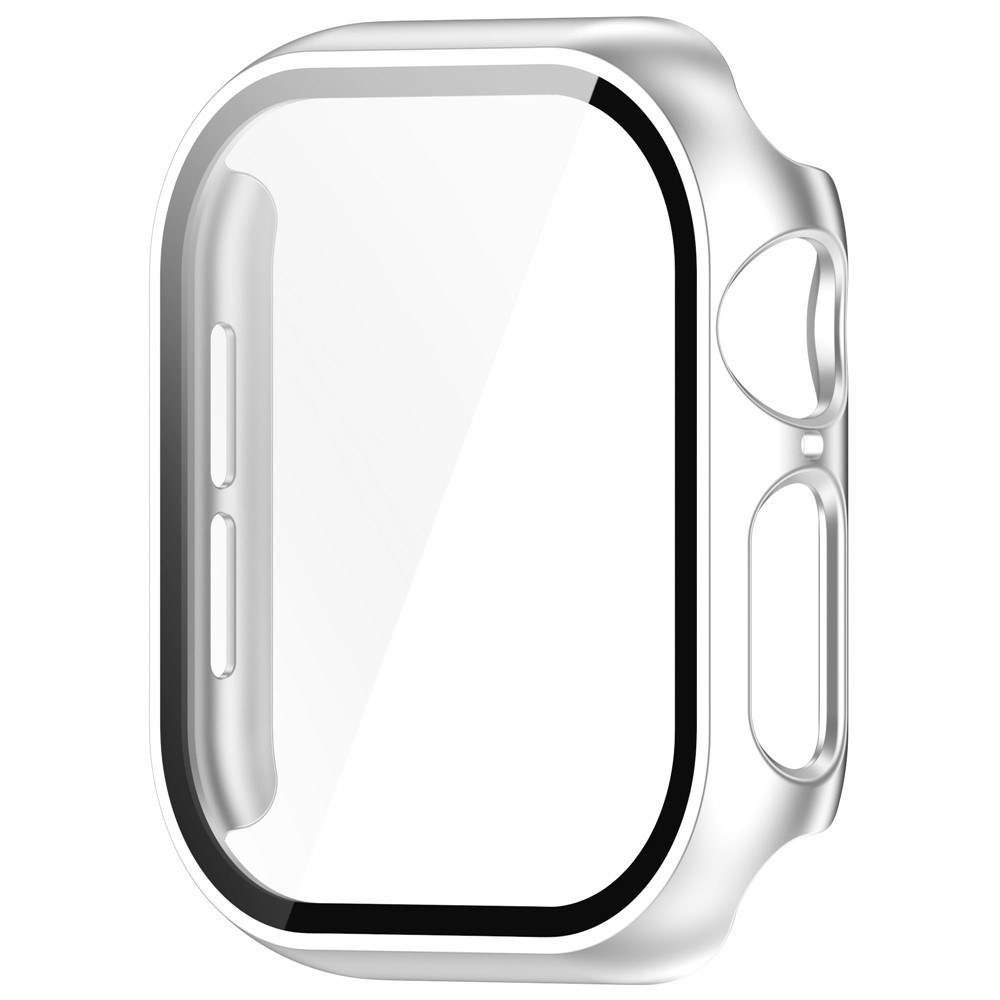 Overall plastové nasadzovacie puzdro s ochranným sklom na Apple Watch 11/10 42mm - strieborné