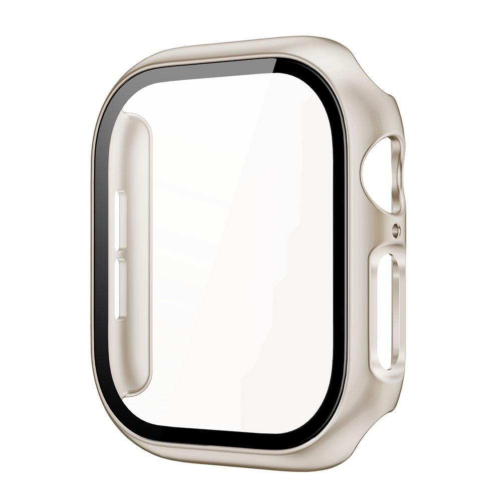 Overall plastové nasadzovacie puzdro s ochranným sklom na Apple Watch 12 42mm - béžové