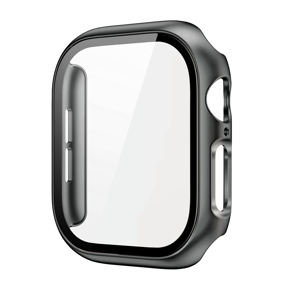Overall plastové nasadzovacie puzdro s ochranným sklom na Apple Watch 12 42mm - dymovo čierne