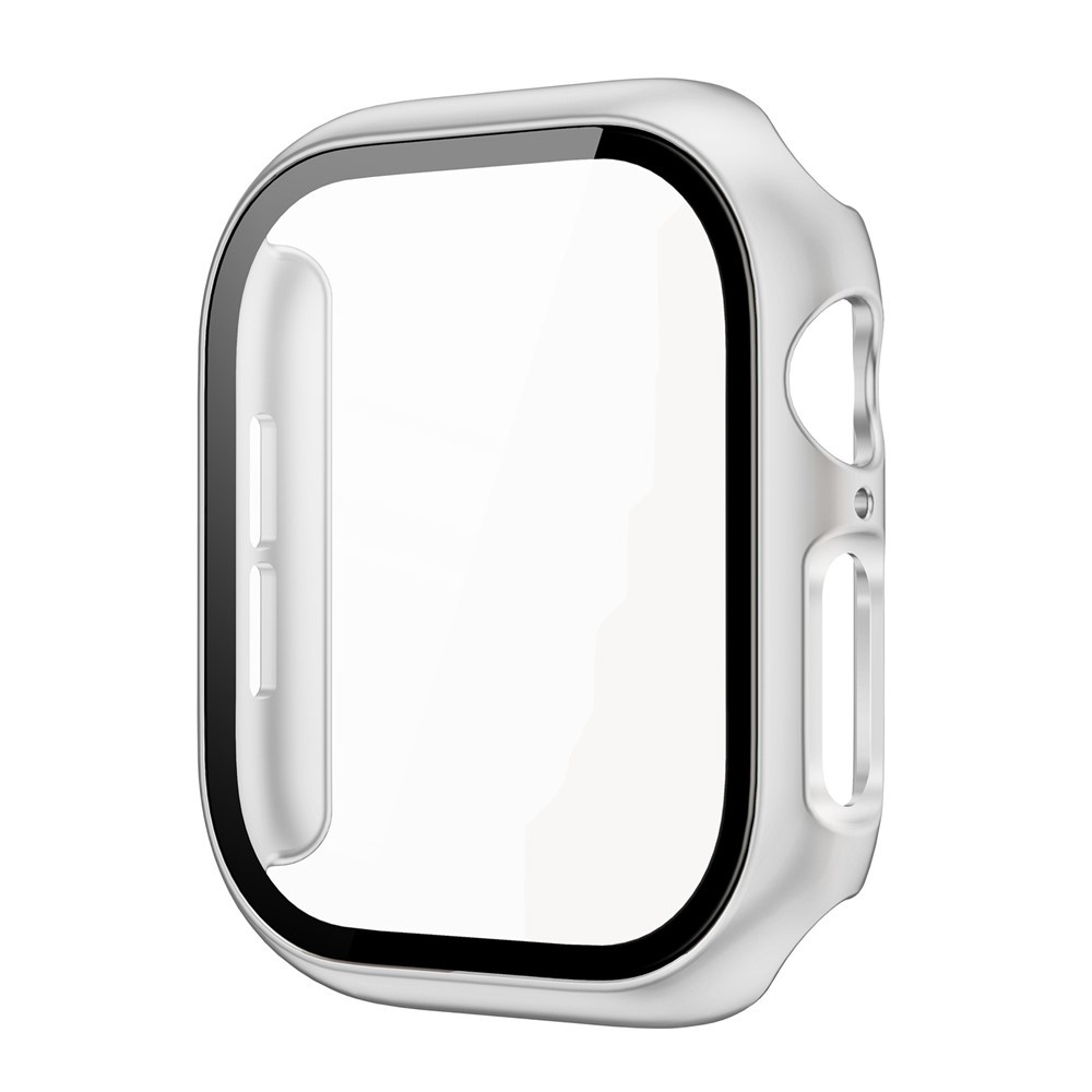 Overall plastové nasadzovacie puzdro s ochranným sklom na Apple Watch 12 42mm - strieborné