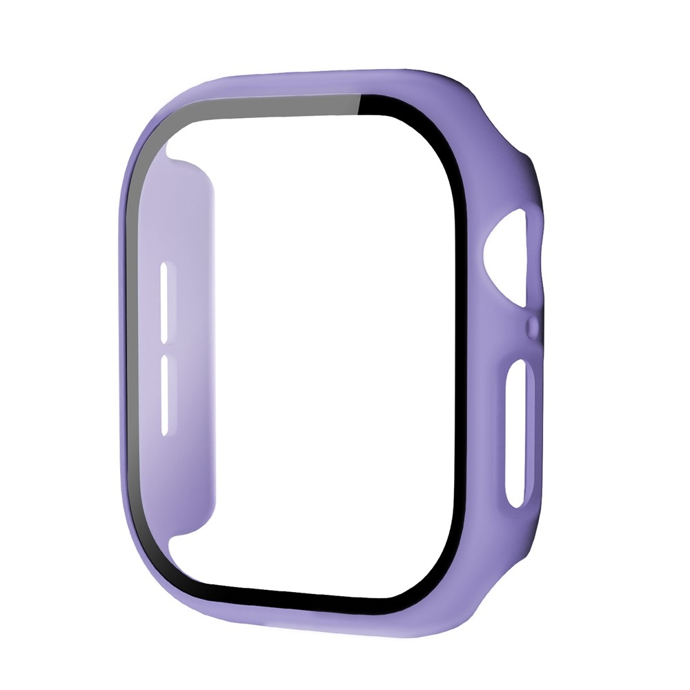 Overall plastové nasadzovacie puzdro s ochranným sklom na Apple Watch 12 42mm - tmavofialové