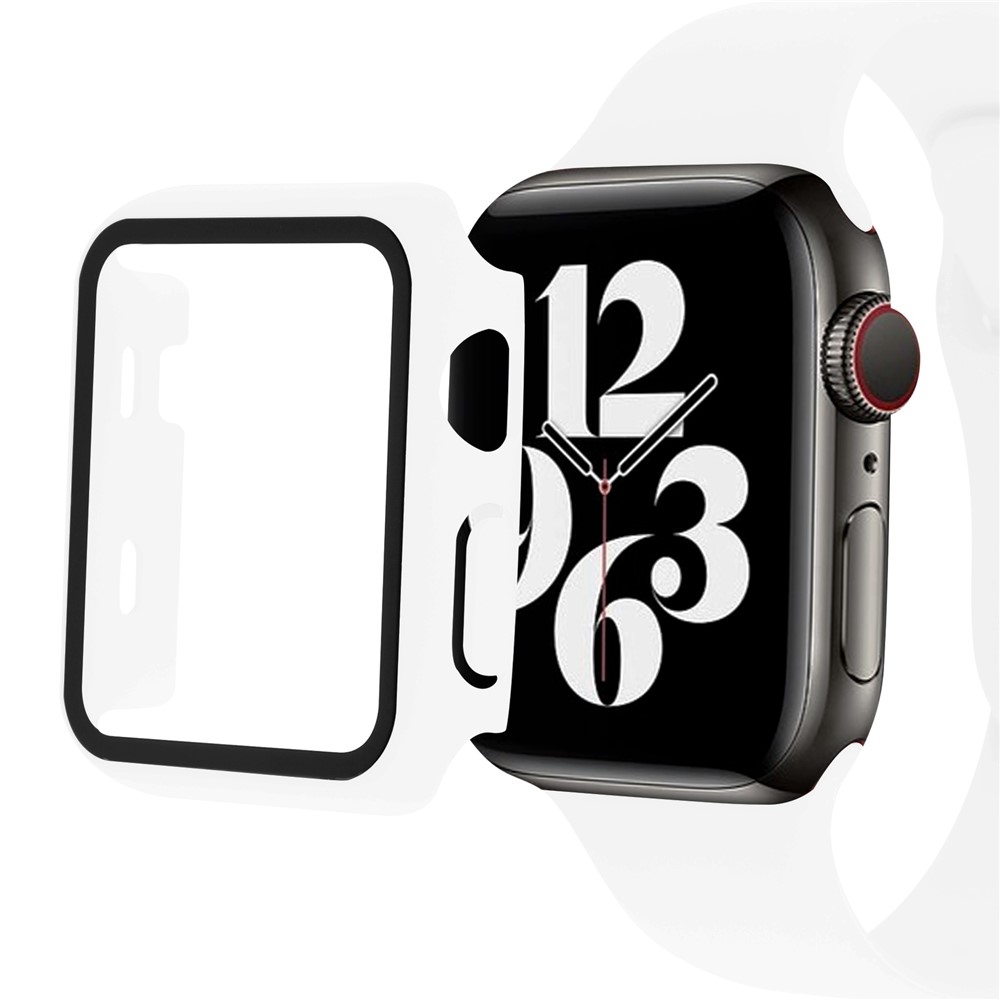 Overall plastové nasadzovacie puzdro s ochranným sklom na Apple Watch SE3/SE2/SE1/Watch 6/5/4 40mm - biele