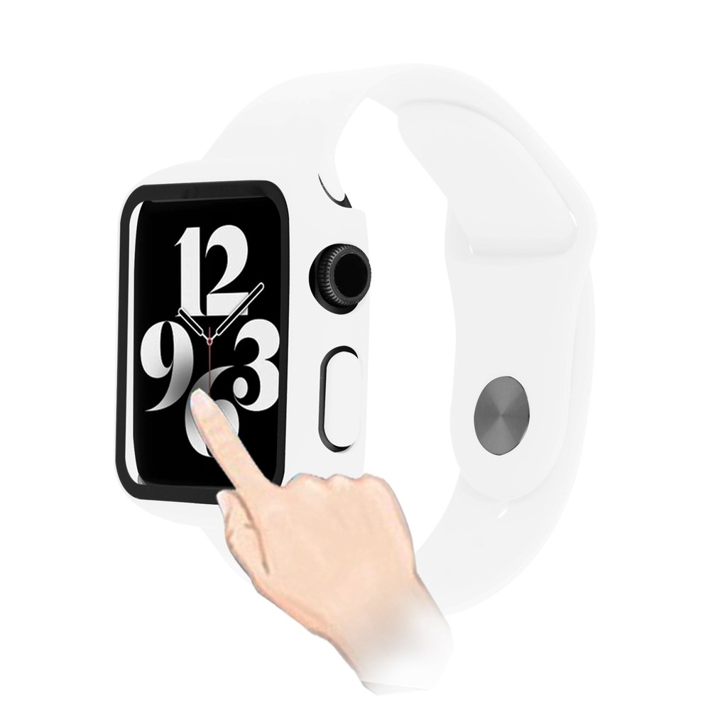 Overall plastové nasadzovacie puzdro s ochranným sklom na Apple Watch SE3/SE2/SE1/Watch 6/5/4 40mm - biele