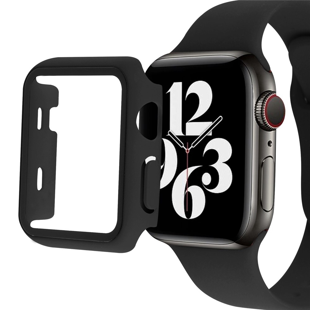 Overall plastové nasadzovacie puzdro s ochranným sklom na Apple Watch SE3/SE2/SE1/Watch 6/5/4 40mm - čierne