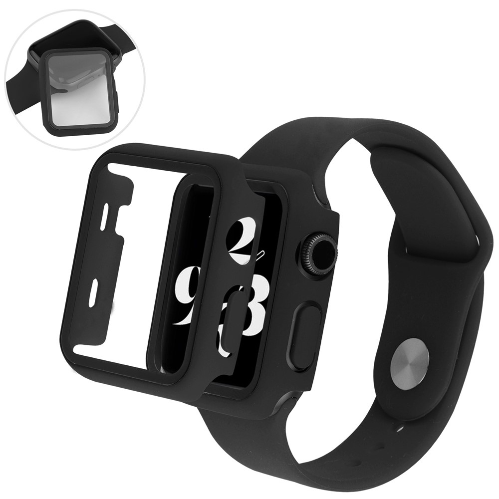 Overall plastové nasadzovacie puzdro s ochranným sklom na Apple Watch SE3/SE2/SE1/Watch 6/5/4 40mm - čierne