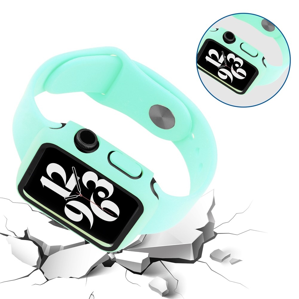 Overall plastové nasadzovacie puzdro s ochranným sklom na Apple Watch SE3/SE2/SE1/Watch 6/5/4 40mm - modrozelené