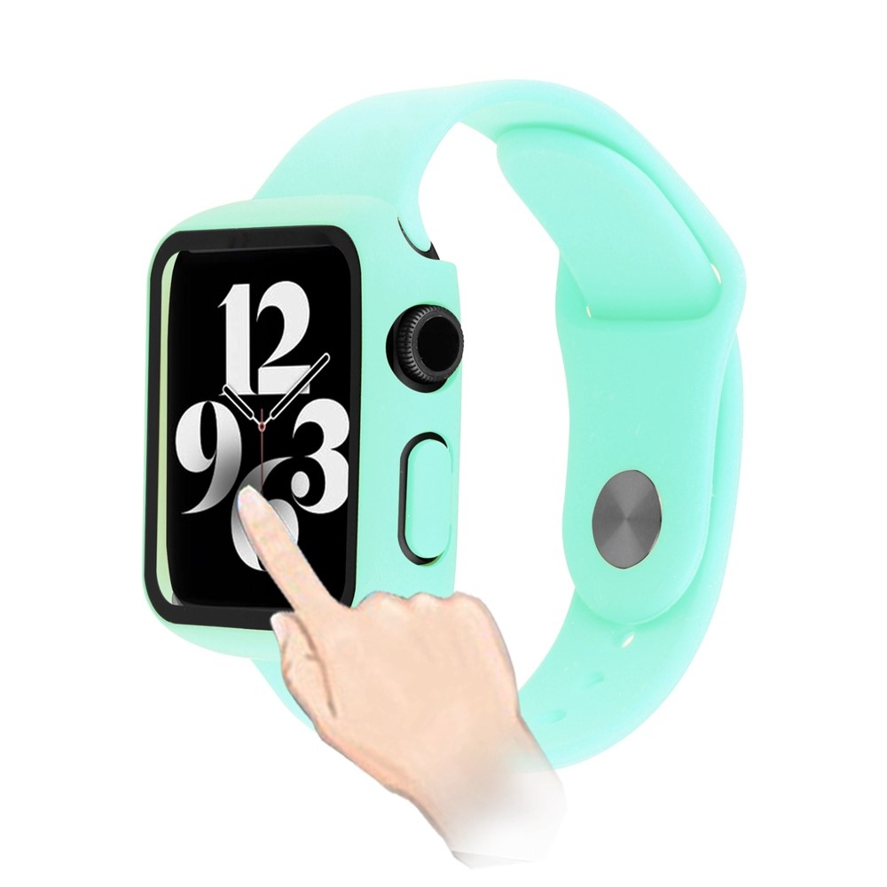 Overall plastové nasadzovacie puzdro s ochranným sklom na Apple Watch SE3/SE2/SE1/Watch 6/5/4 40mm - modrozelené