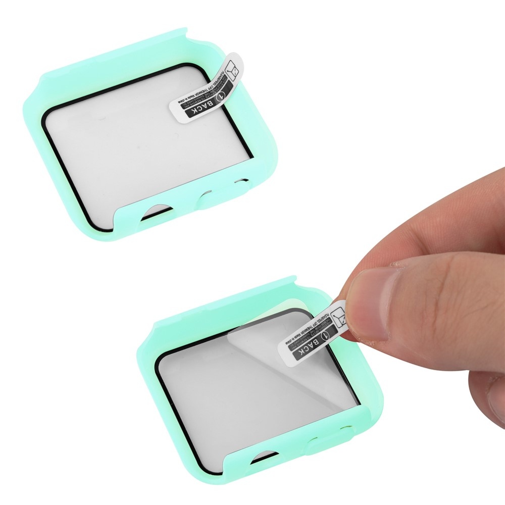 Overall plastové nasadzovacie puzdro s ochranným sklom na Apple Watch SE3/SE2/SE1/Watch 6/5/4 40mm - modrozelené
