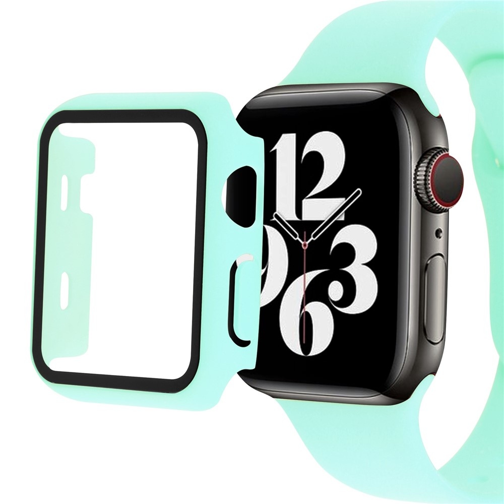 Overall plastové nasadzovacie puzdro s ochranným sklom na Apple Watch SE3/SE2/SE1/Watch 6/5/4 40mm - modrozelené