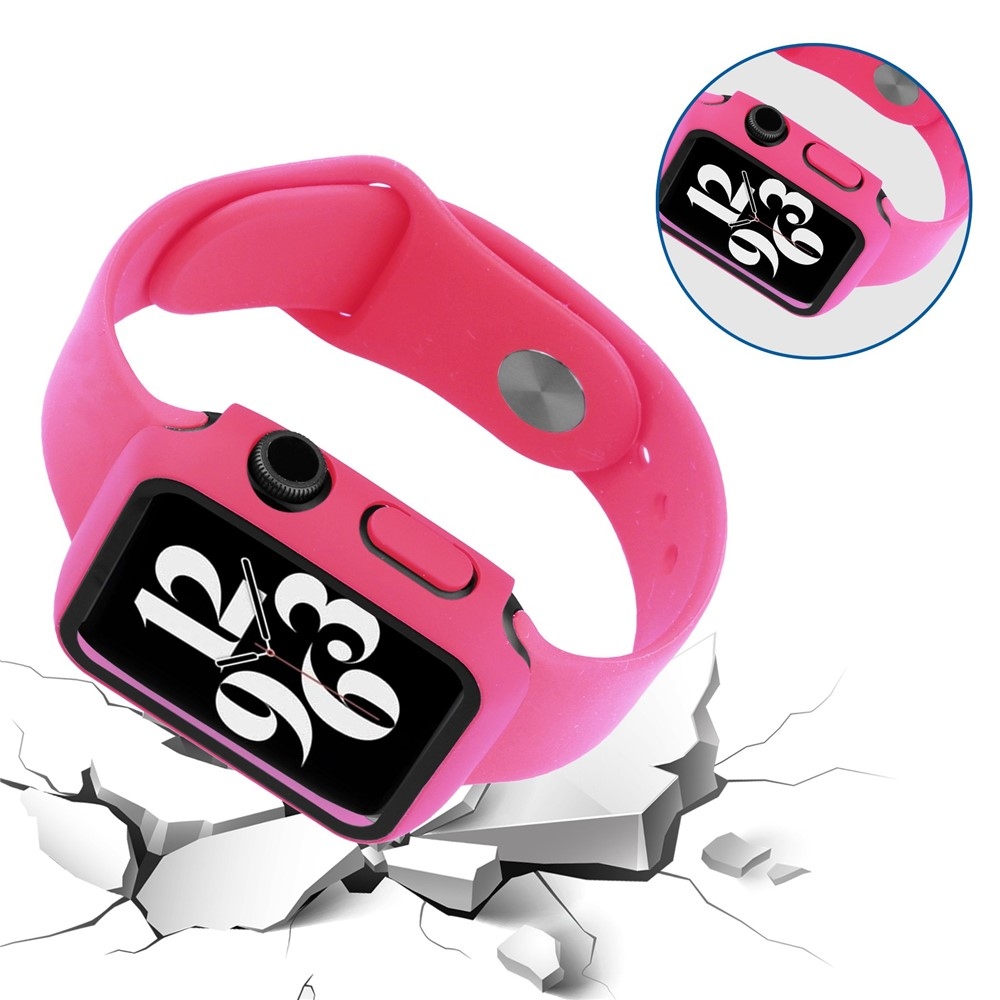 Overall plastové nasadzovacie puzdro s ochranným sklom na Apple Watch SE3/SE2/SE1/Watch 6/5/4 40mm - rose