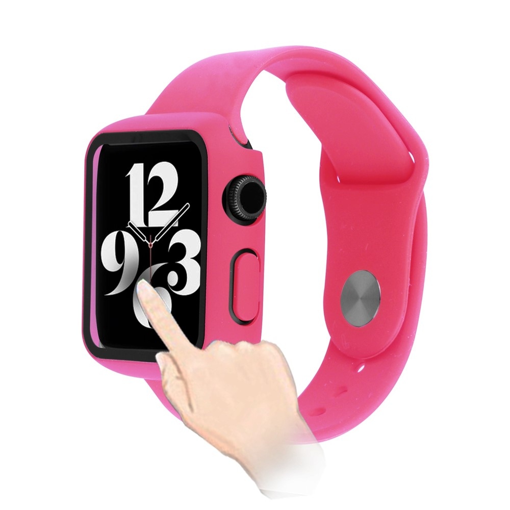 Overall plastové nasadzovacie puzdro s ochranným sklom na Apple Watch SE3/SE2/SE1/Watch 6/5/4 40mm - rose