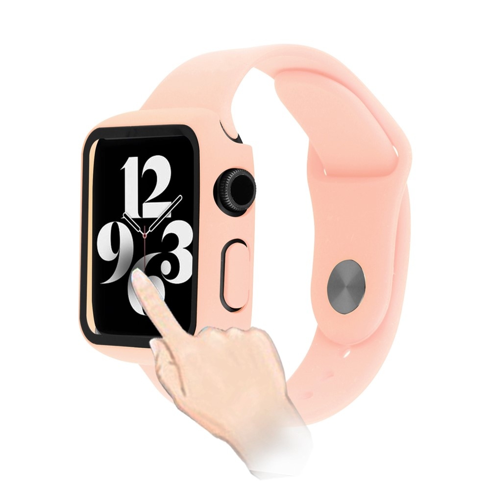 Overall plastové nasadzovacie puzdro s ochranným sklom na Apple Watch SE3/SE2/SE1/Watch 6/5/4 40mm - ružové