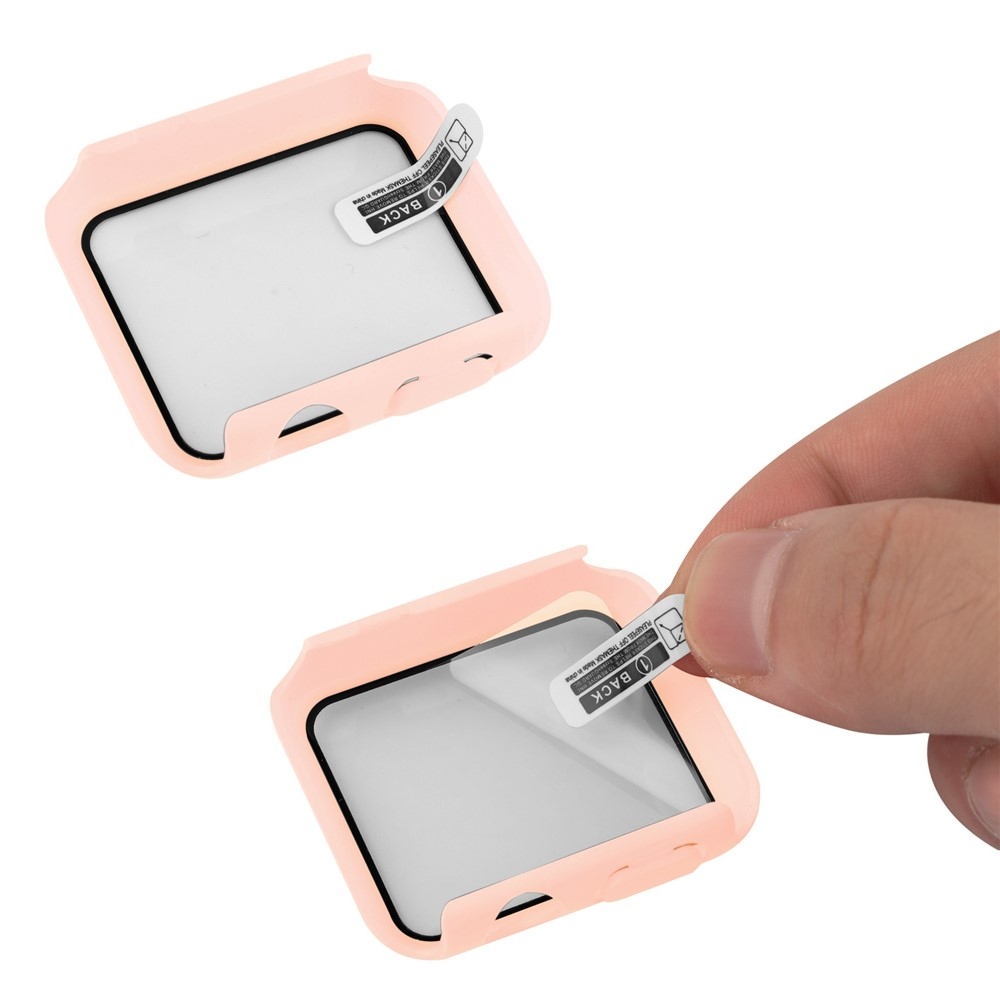 Overall plastové nasadzovacie puzdro s ochranným sklom na Apple Watch SE3/SE2/SE1/Watch 6/5/4 40mm - ružové