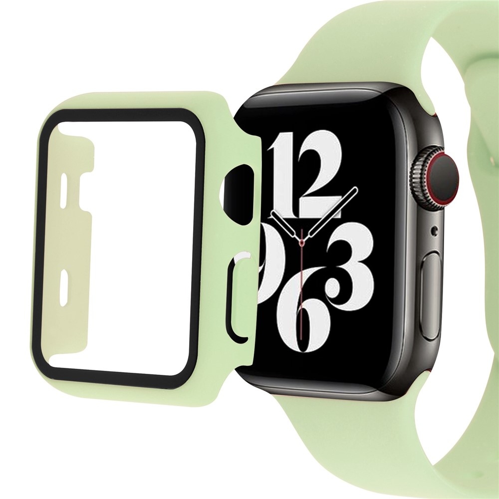 Overall plastové nasadzovacie puzdro s ochranným sklom na Apple Watch SE3/SE2/SE1/Watch 6/5/4 40mm - svetlozelené