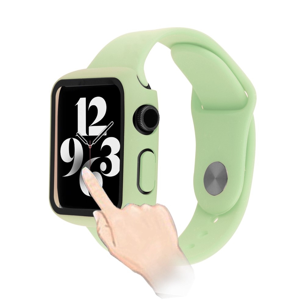 Overall plastové nasadzovacie puzdro s ochranným sklom na Apple Watch SE3/SE2/SE1/Watch 6/5/4 40mm - svetlozelené