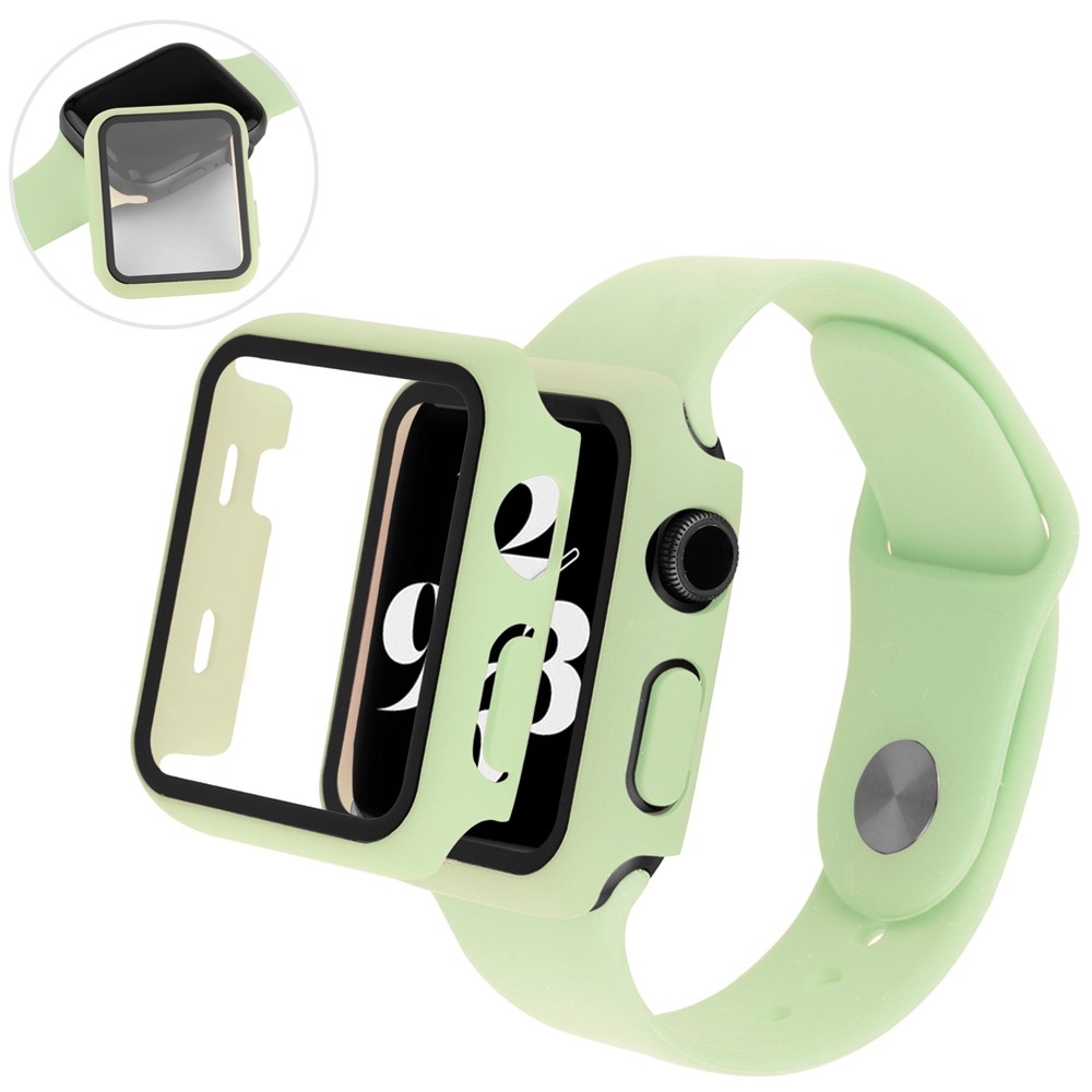 Overall plastové nasadzovacie puzdro s ochranným sklom na Apple Watch SE3/SE2/SE1/Watch 6/5/4 40mm - svetlozelené