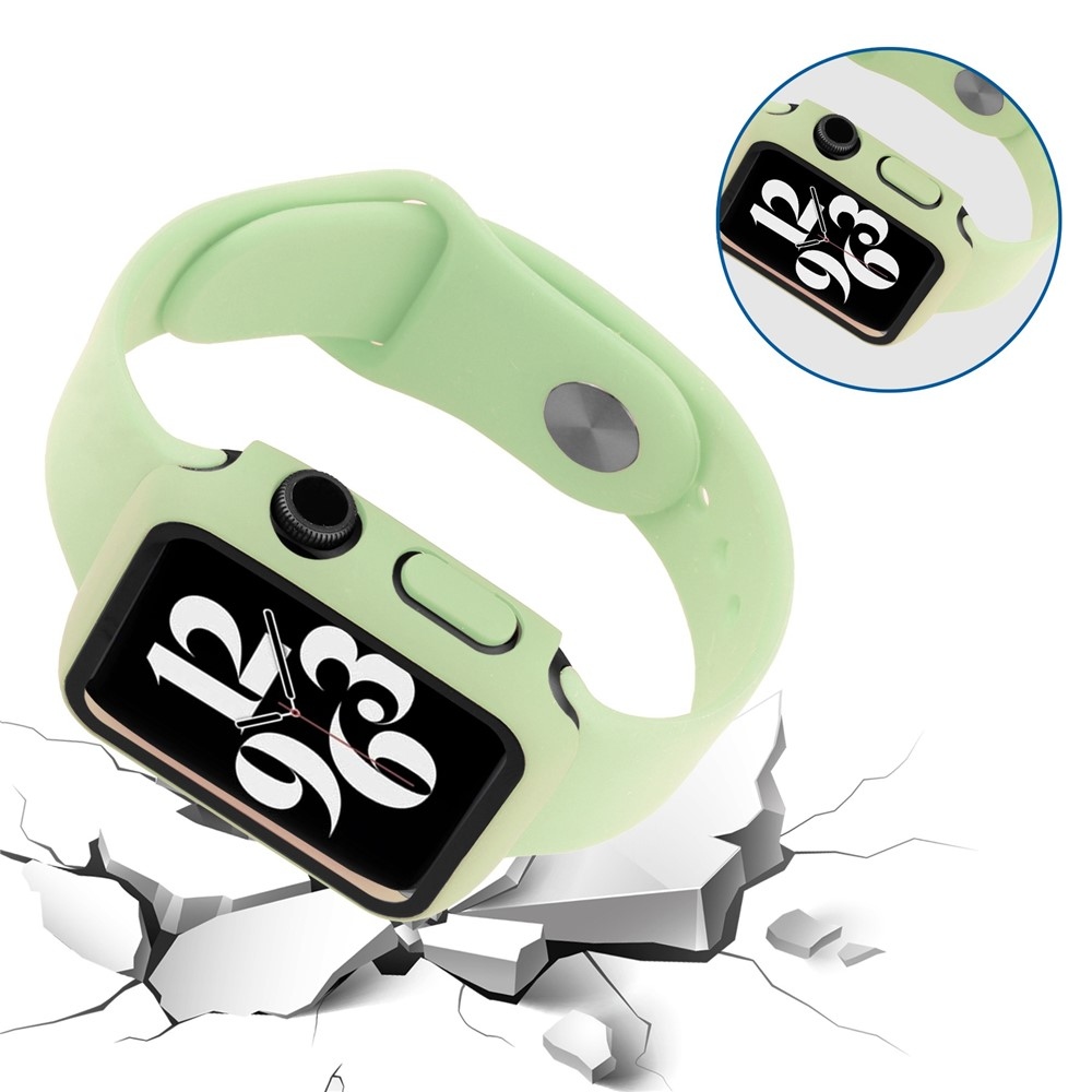 Overall plastové nasadzovacie puzdro s ochranným sklom na Apple Watch SE3/SE2/SE1/Watch 6/5/4 40mm - svetlozelené