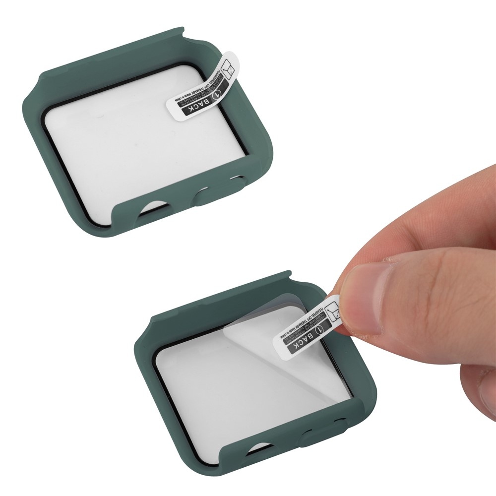 Overall plastové nasadzovacie puzdro s ochranným sklom na Apple Watch SE3/SE2/SE1/Watch 6/5/4 40mm - tmavozelené