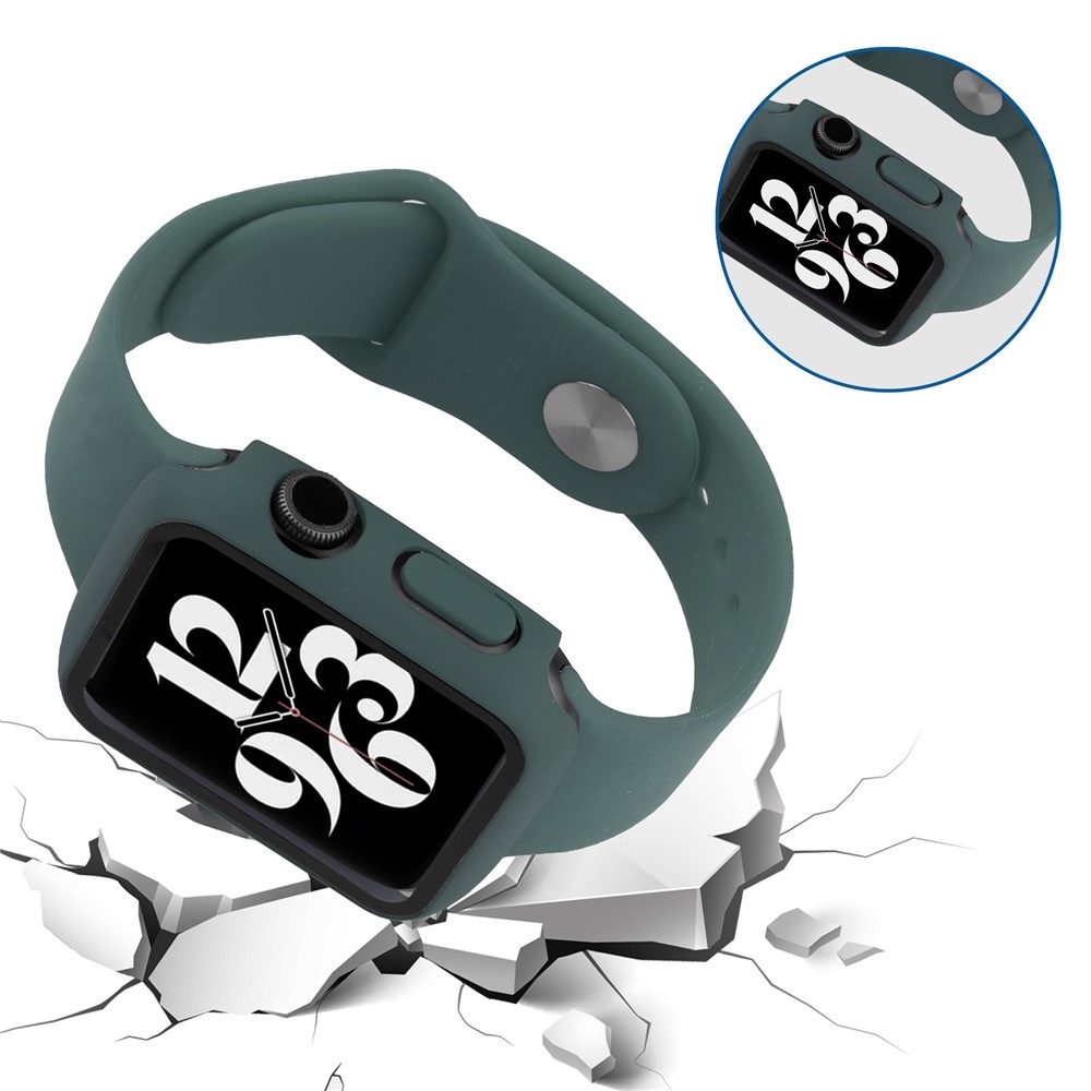 Overall plastové nasadzovacie puzdro s ochranným sklom na Apple Watch SE3/SE2/SE1/Watch 6/5/4 40mm - tmavozelené
