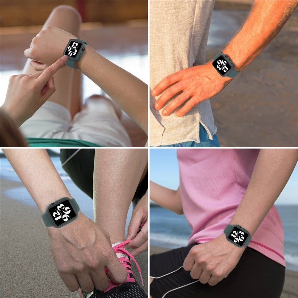 Overall plastové nasadzovacie puzdro s ochranným sklom na Apple Watch SE3/SE2/SE1/Watch 6/5/4 40mm - tmavozelené
