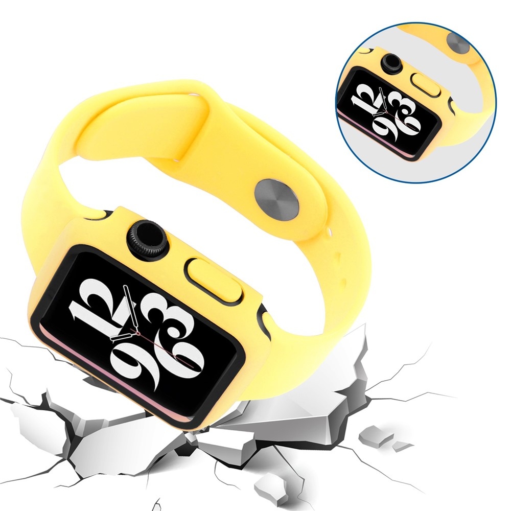 Overall plastové nasadzovacie puzdro s ochranným sklom na Apple Watch SE3/SE2/SE1/Watch 6/5/4 40mm - žlté
