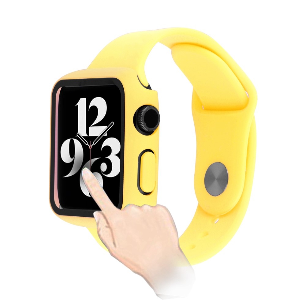 Overall plastové nasadzovacie puzdro s ochranným sklom na Apple Watch SE3/SE2/SE1/Watch 6/5/4 40mm - žlté