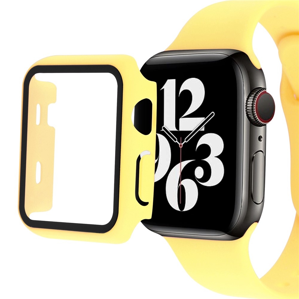 Overall plastové nasadzovacie puzdro s ochranným sklom na Apple Watch SE3/SE2/SE1/Watch 6/5/4 40mm - žlté