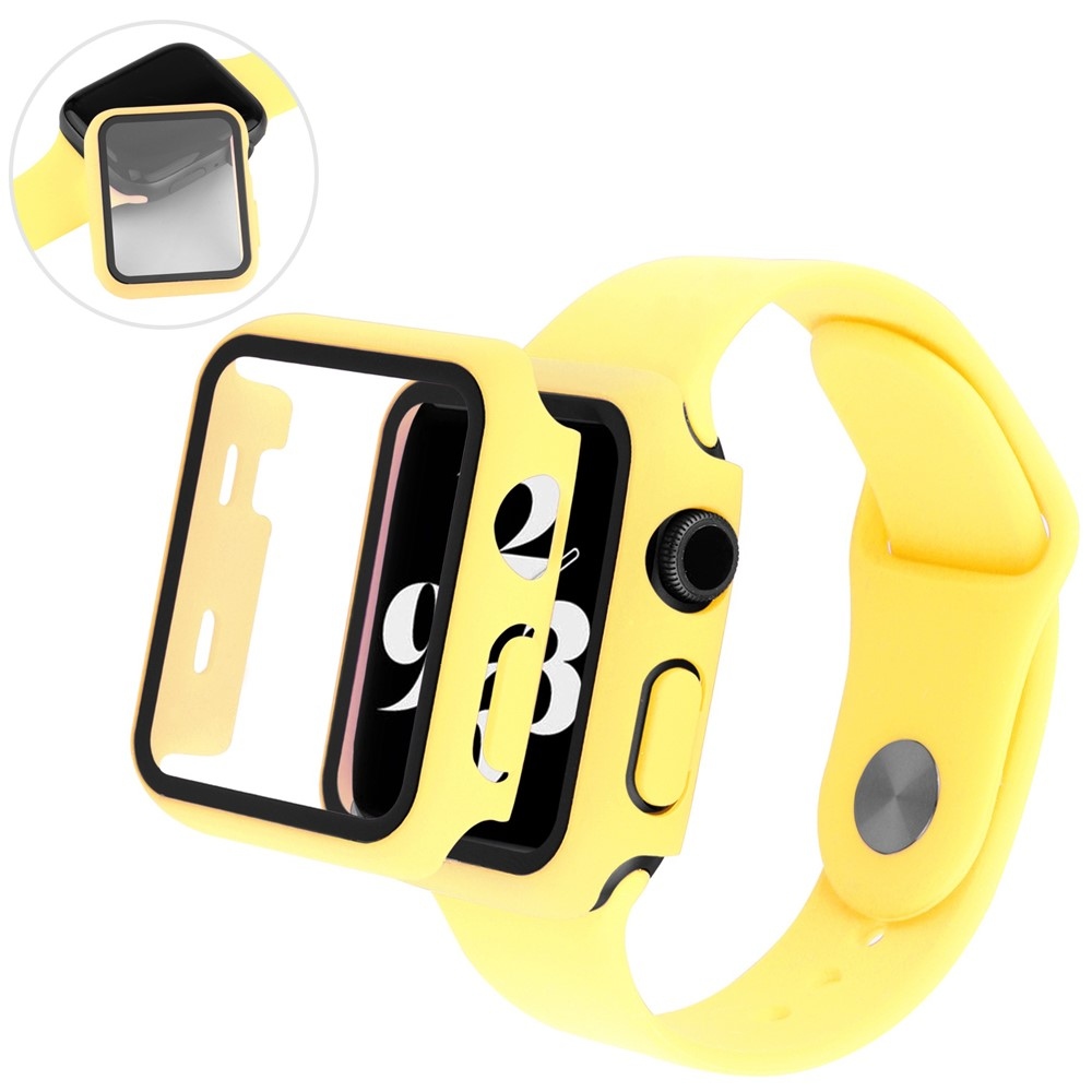 Overall plastové nasadzovacie puzdro s ochranným sklom na Apple Watch SE3/SE2/SE1/Watch 6/5/4 40mm - žlté
