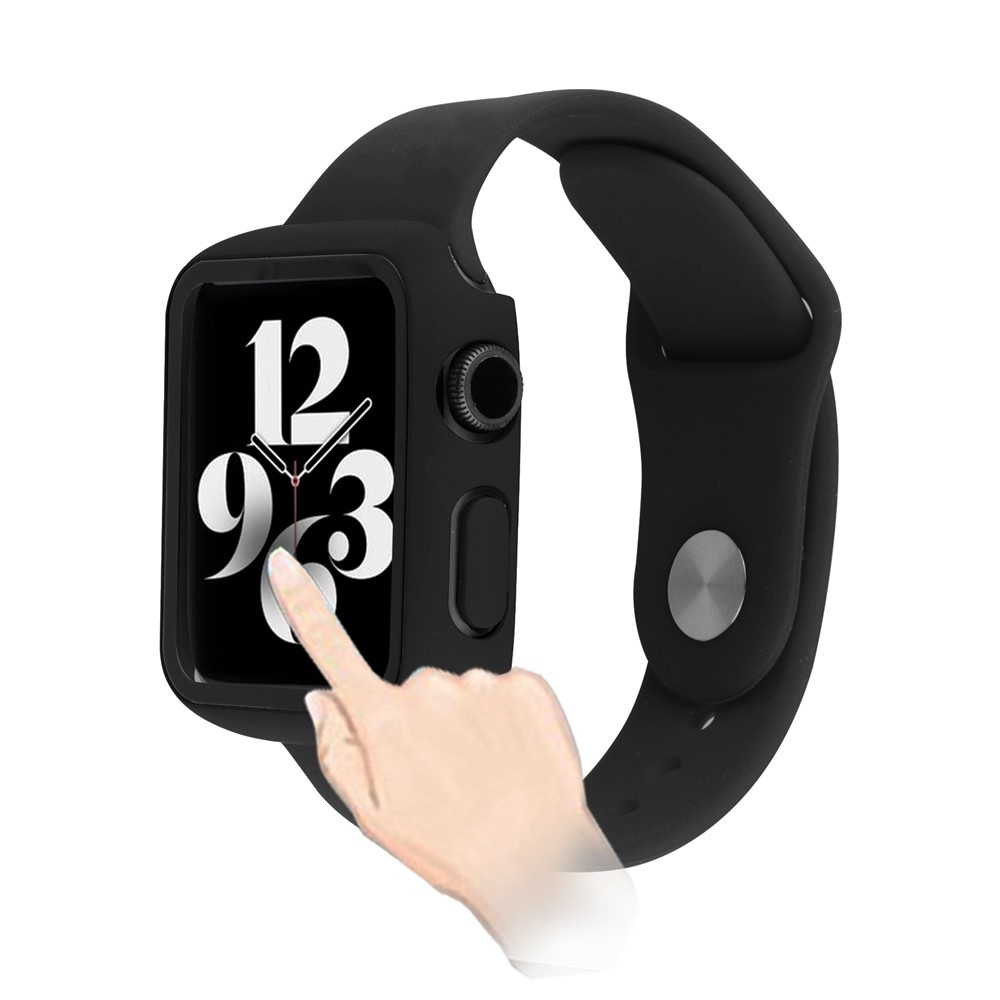 Overall plastové nasadzovacie puzdro s ochranným sklom na Apple Watch SE3/SE2/SE1/Watch 6/5/4 44mm - čierne