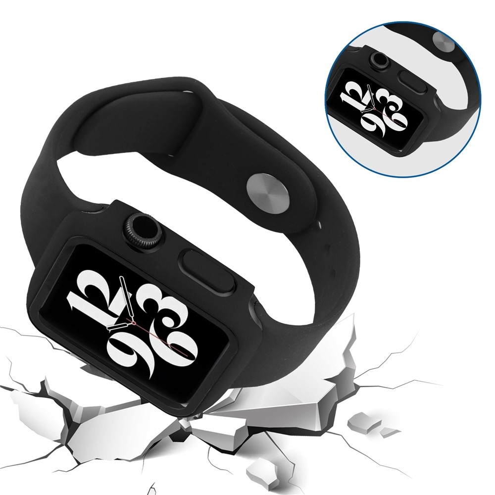 Overall plastové nasadzovacie puzdro s ochranným sklom na Apple Watch SE3/SE2/SE1/Watch 6/5/4 44mm - čierne