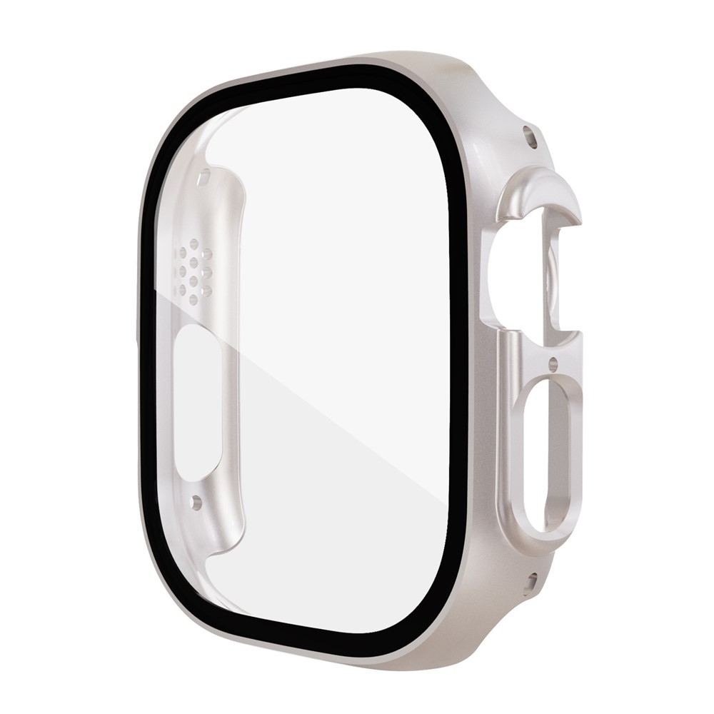 Overall plastové nasadzovacie puzdro s ochranným sklom na Apple Watch Ultra 4/3/2/1 49mm - béžové