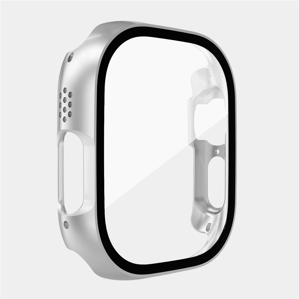 Overall plastové nasadzovacie puzdro s ochranným sklom na Apple Watch Ultra 4/3/2/1 49mm - strieborné