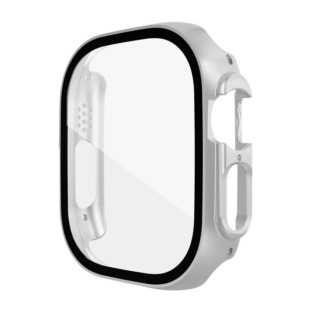 Overall plastové nasadzovacie puzdro s ochranným sklom na Apple Watch Ultra 4/3/2/1 49mm - strieborné