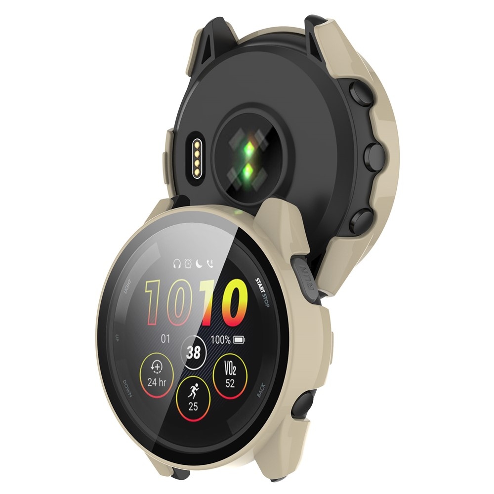 Overall plastové nasadzovacie puzdro s ochranným sklom na Garmin Forerunner 265 - béžové