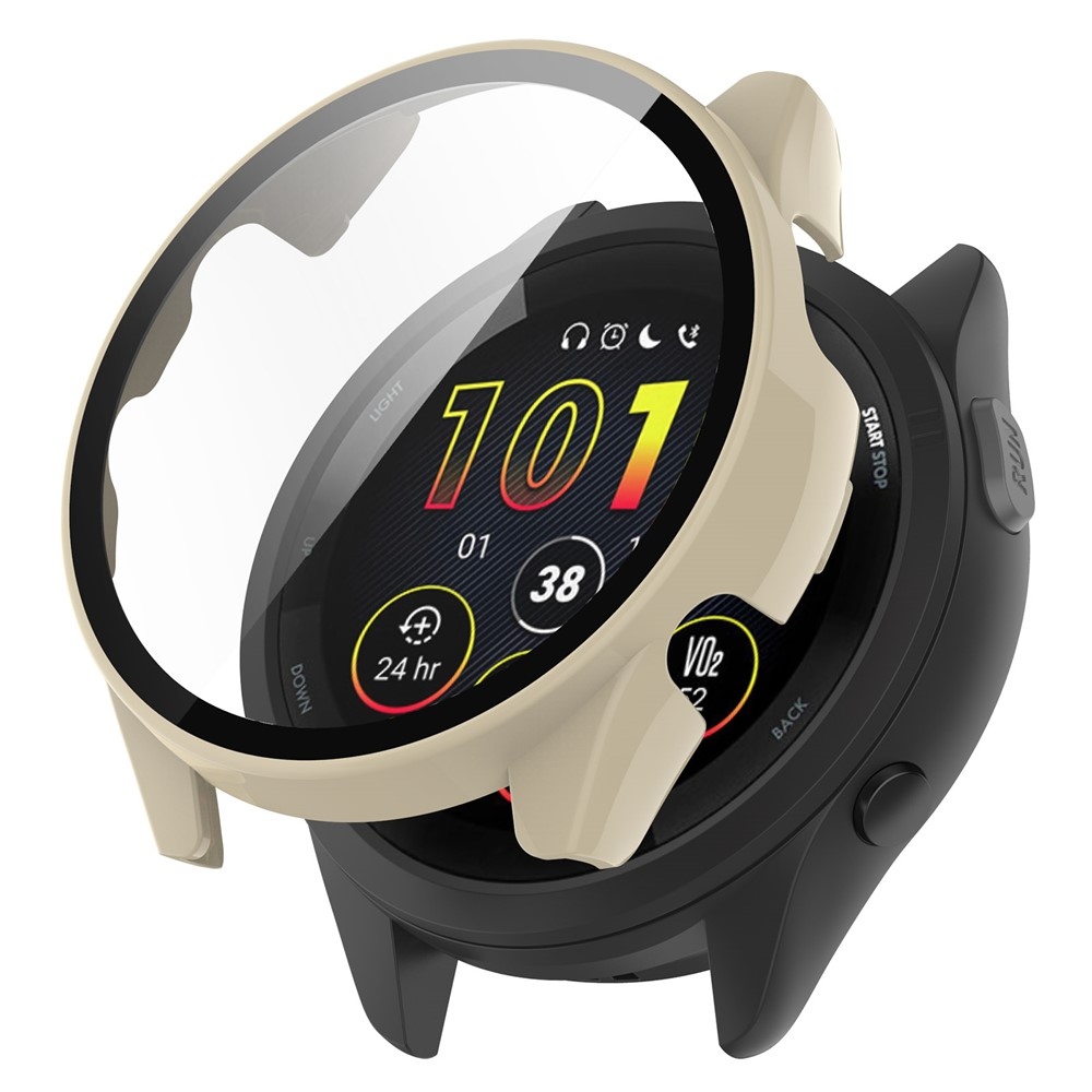 Overall plastové nasadzovacie puzdro s ochranným sklom na Garmin Forerunner 265 - béžové
