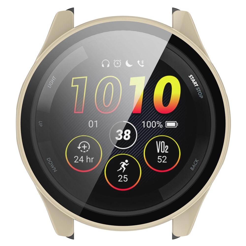 Overall plastové nasadzovacie puzdro s ochranným sklom na Garmin Forerunner 265 - béžové