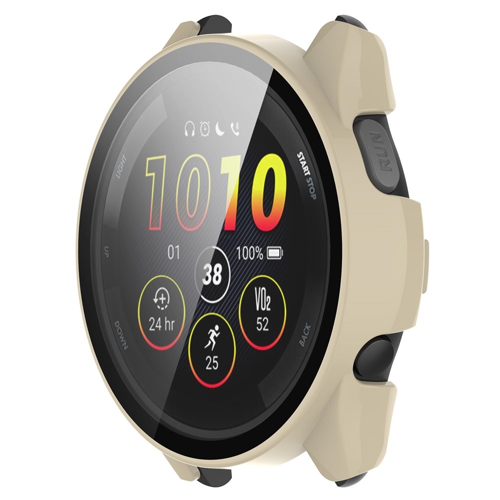Overall plastové nasadzovacie puzdro s ochranným sklom na Garmin Forerunner 265 - béžové