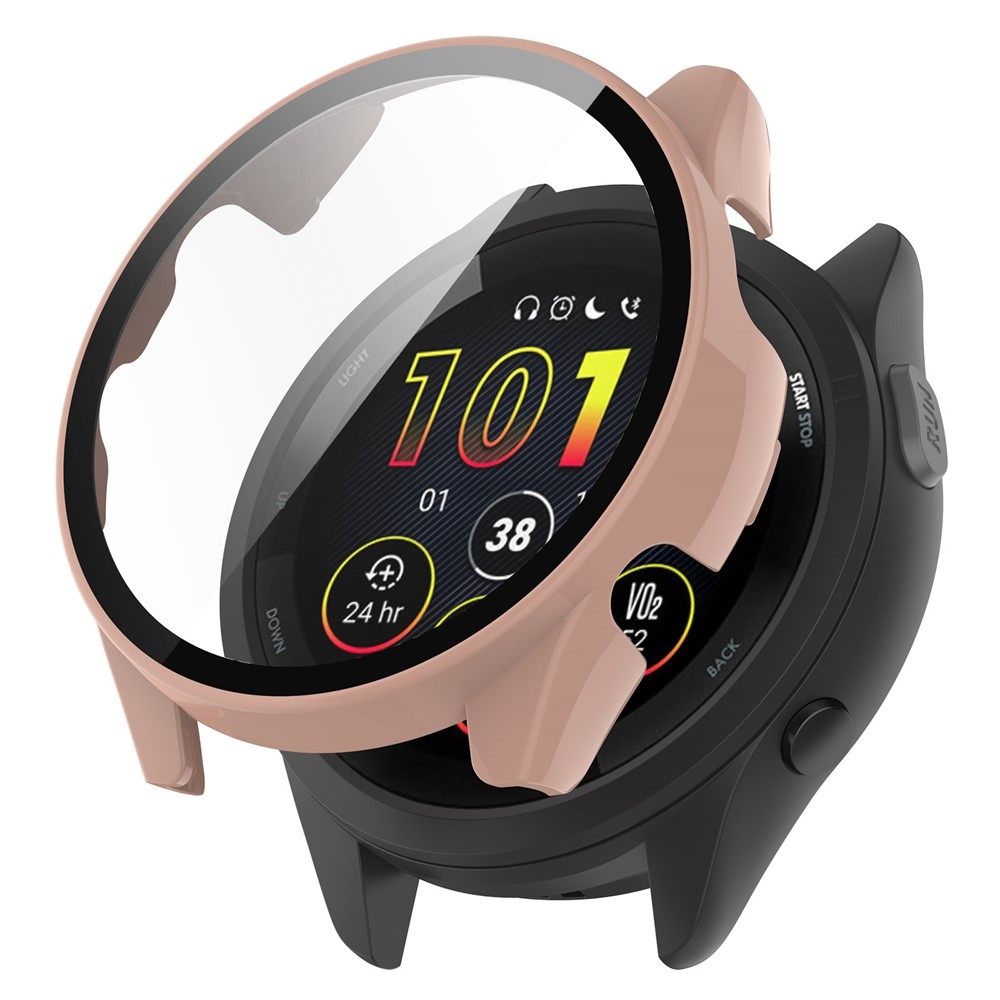 Overall plastové nasadzovacie puzdro s ochranným sklom na Garmin Forerunner 265 - ružové