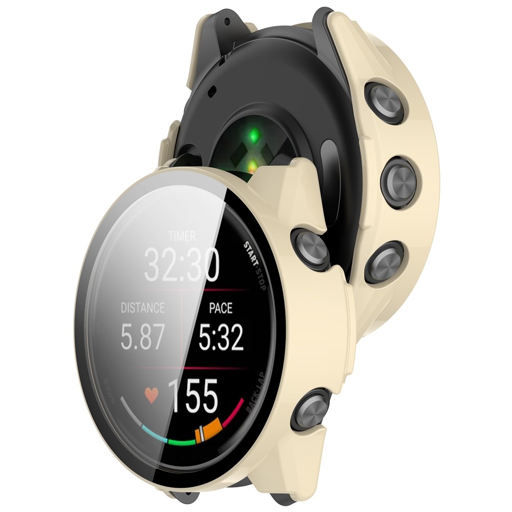Overall plastové nasadzovacie puzdro s ochranným sklom na Garmin Forerunner 970 - béžové