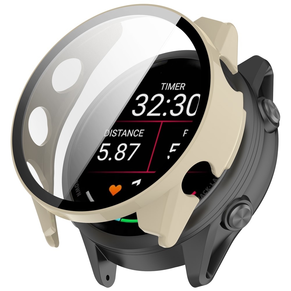 Overall plastové nasadzovacie puzdro s ochranným sklom na Garmin Forerunner 970 - béžové