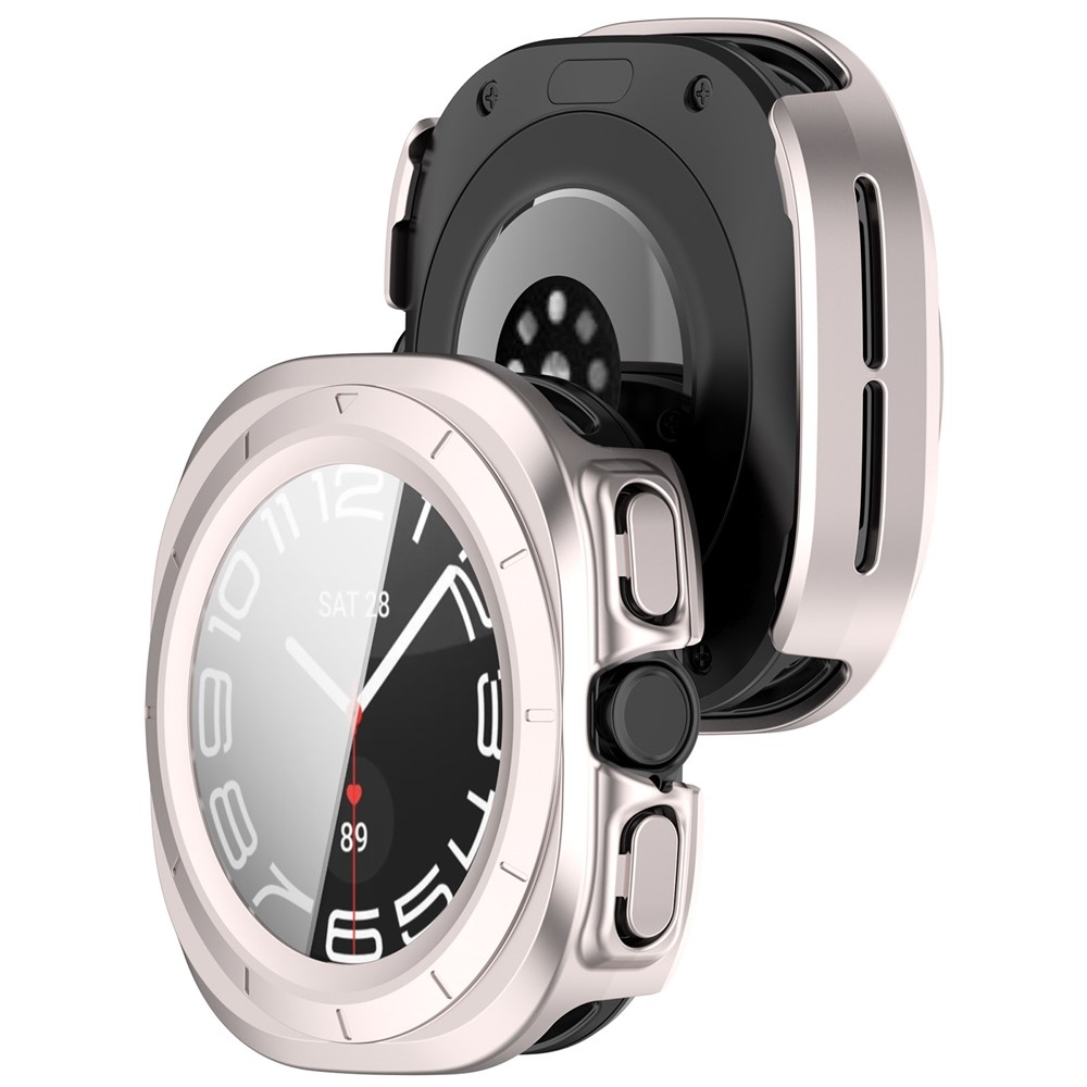 Overall plastové nasadzovacie puzdro s ochranným sklom na Samsung Galaxy Watch Ultra2 47mm/Watch Ultra (2025) 47mm - béžové